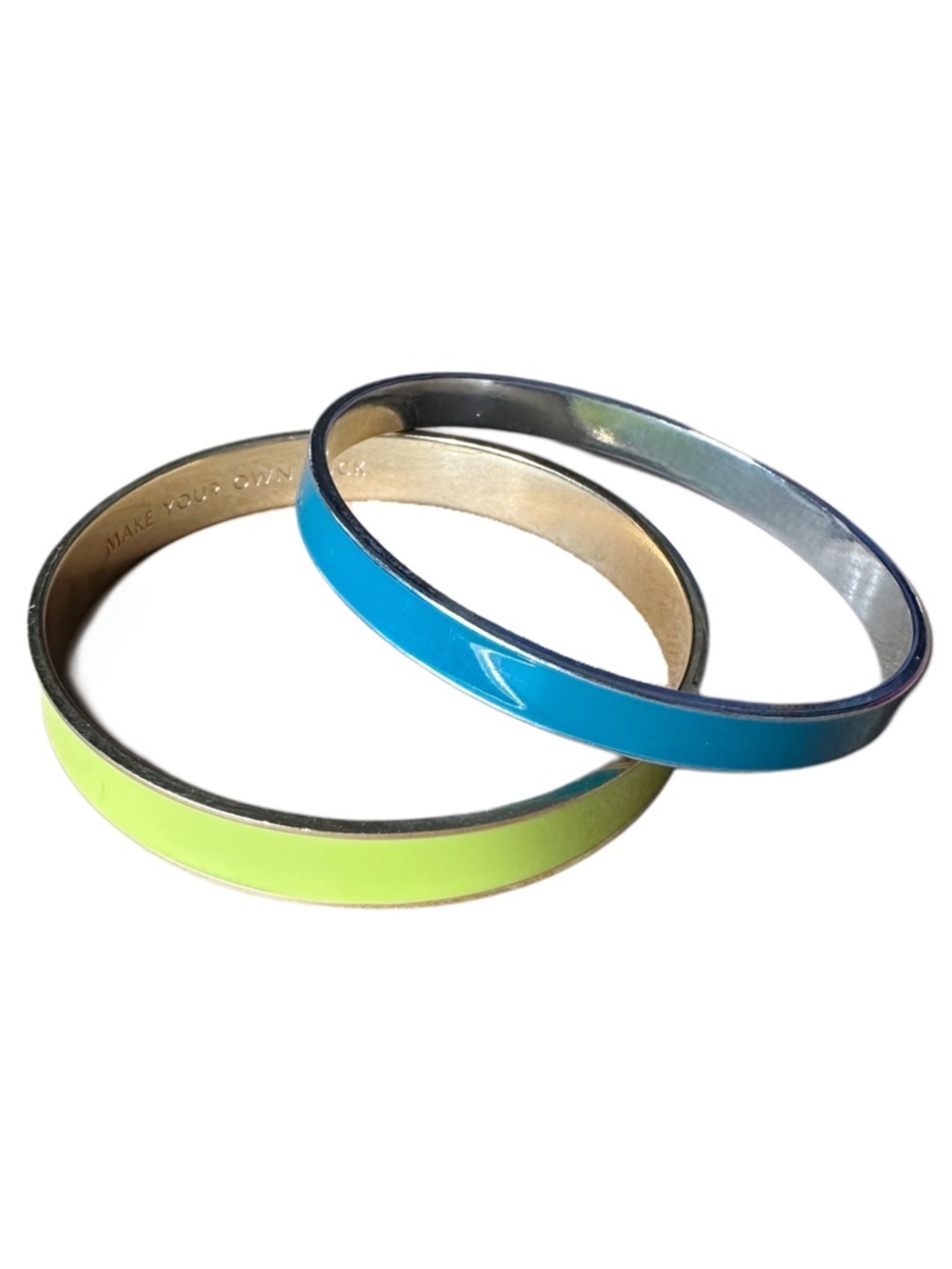 5/$25 😻 Colorblock Enamel Bangle Bracelets in Lime Green & Turquoise